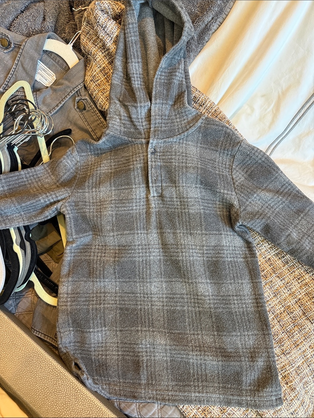 Janie and Jack Gray Plaid Hoodie